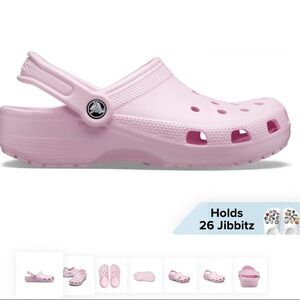Size 8 ballerina pink crocs.
